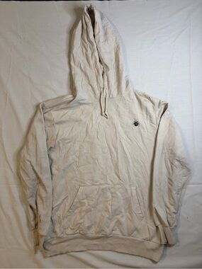 Divided Cream Hoodie Sweatshirt with Small Chest Emblem